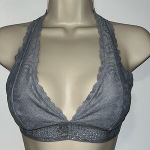Victoria’s Secret PINK VS Lace Halter Bra T-Strap Bralette Gray S Small
